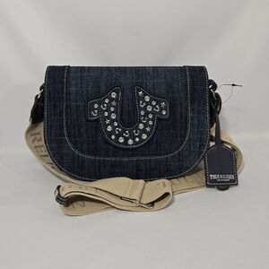 True Religion Brand Jeans Dark Denim Crossbody Bag Purse